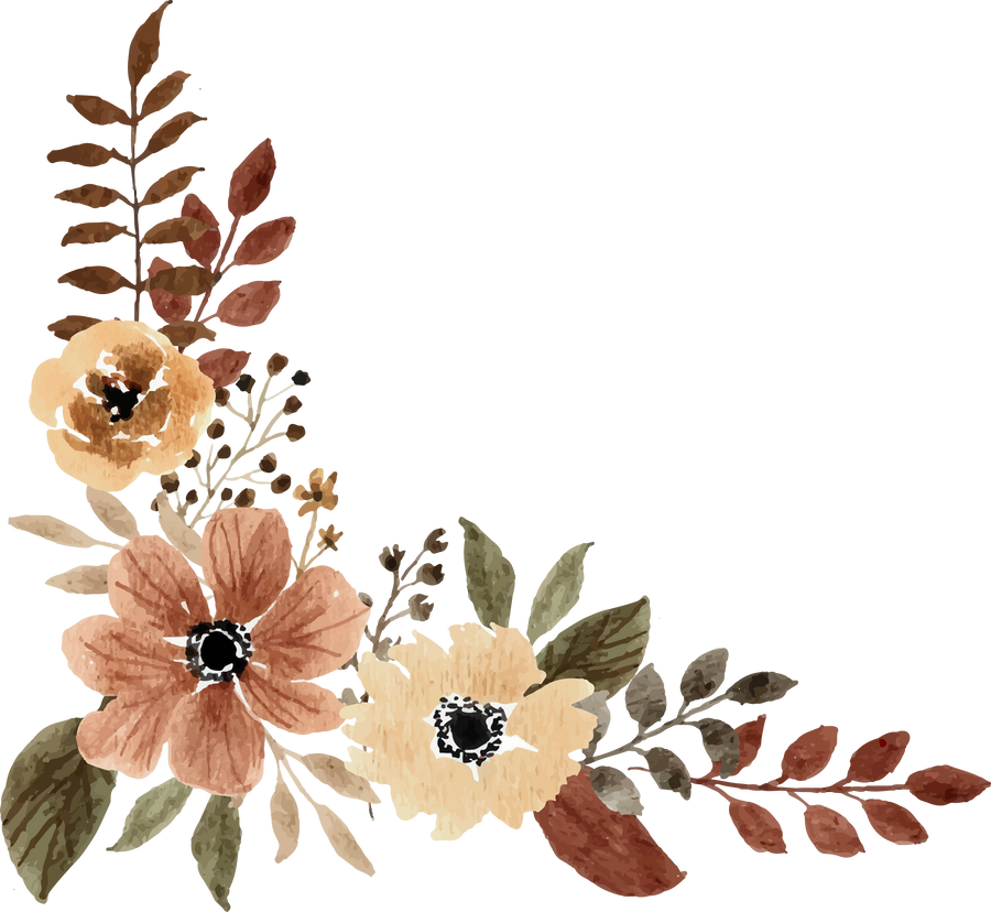 Brown Watercolor Flower Arrangement Bouquet