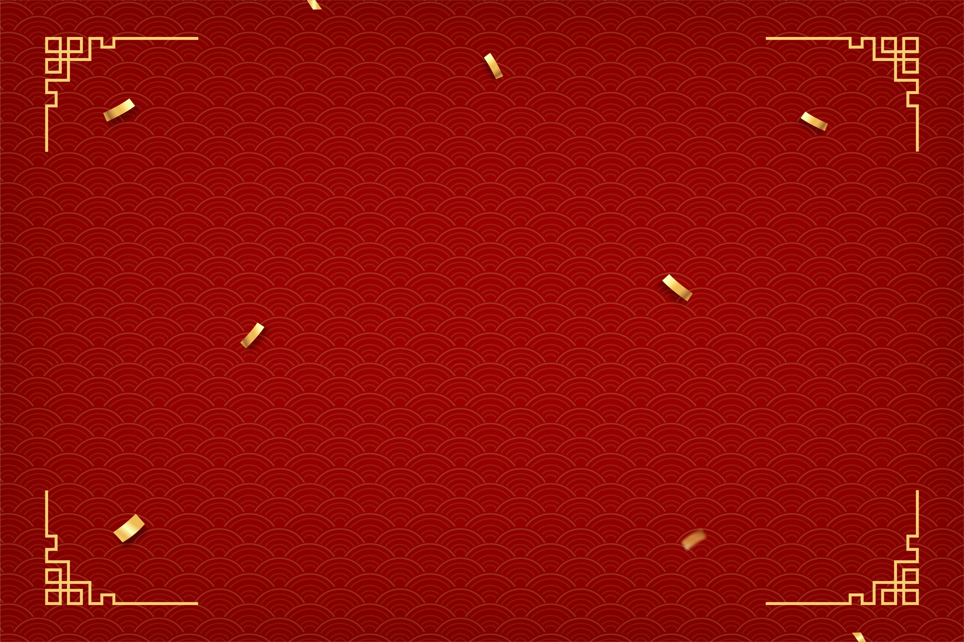 Chinese new year oriental wave pattern red background border fra
