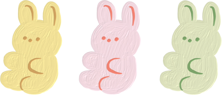 Handdrawn Painterly Cute Objects Gummy Bunny