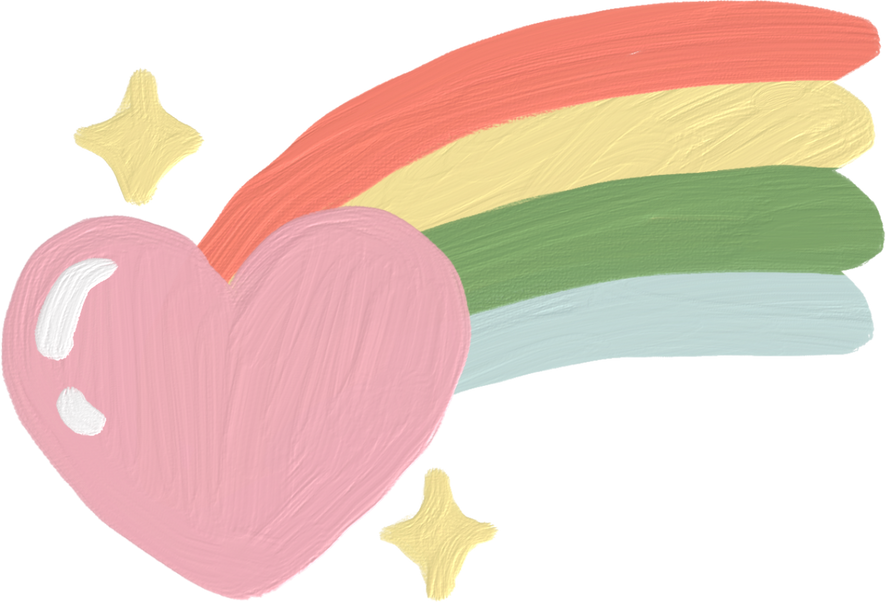 Handdrawn Painterly Cute Objects Rainbow Heart