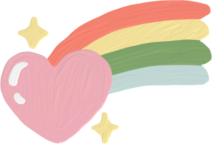 Handdrawn Painterly Cute Objects Rainbow Heart