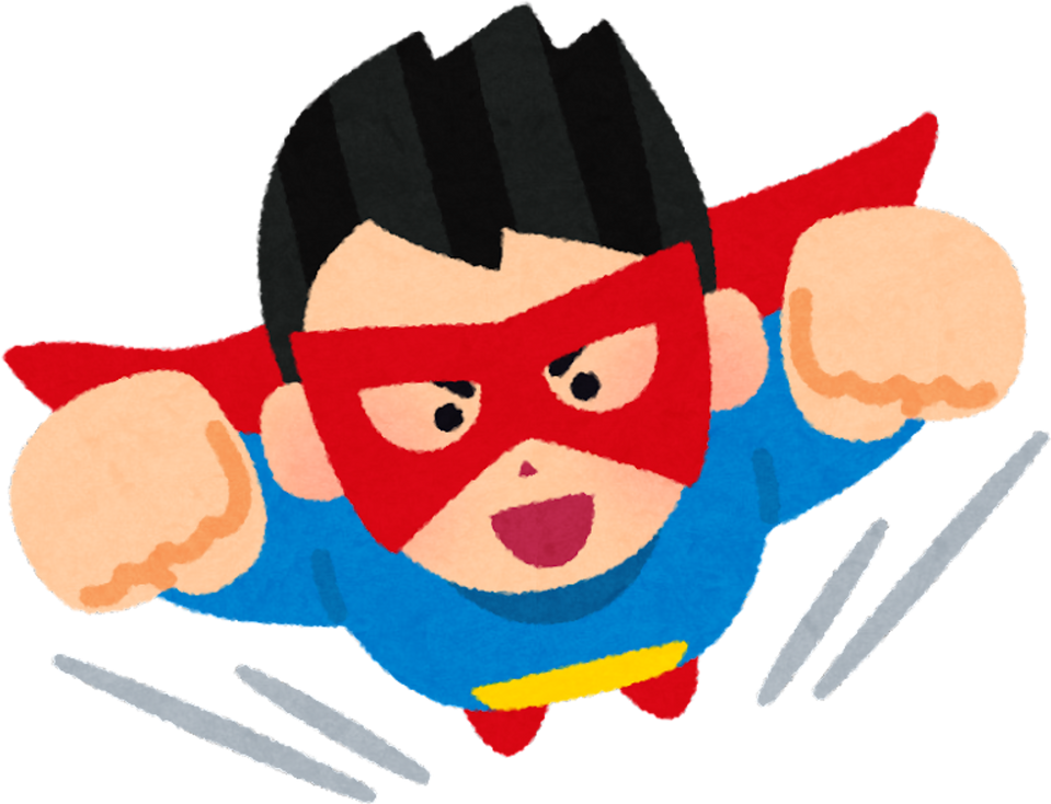 Illustration of a Male Superhero in Flight with Red Mask and Cape