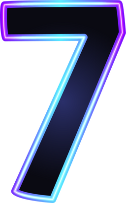 Blue Number 7 with gradient neon stroke