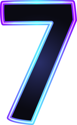 Blue Number 7 with gradient neon stroke