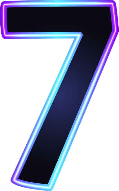 Blue Number 7 with gradient neon stroke