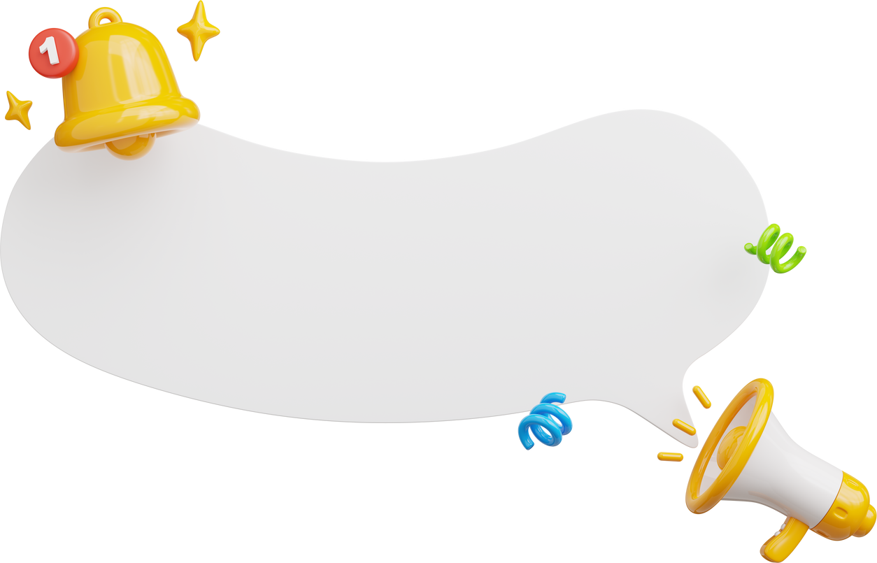3d announcement chat bubble