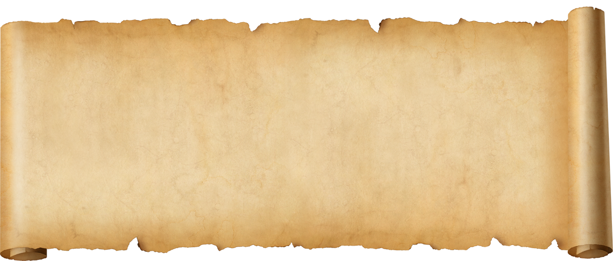 Old paper horizontal banner. Parchment scroll isolated on white